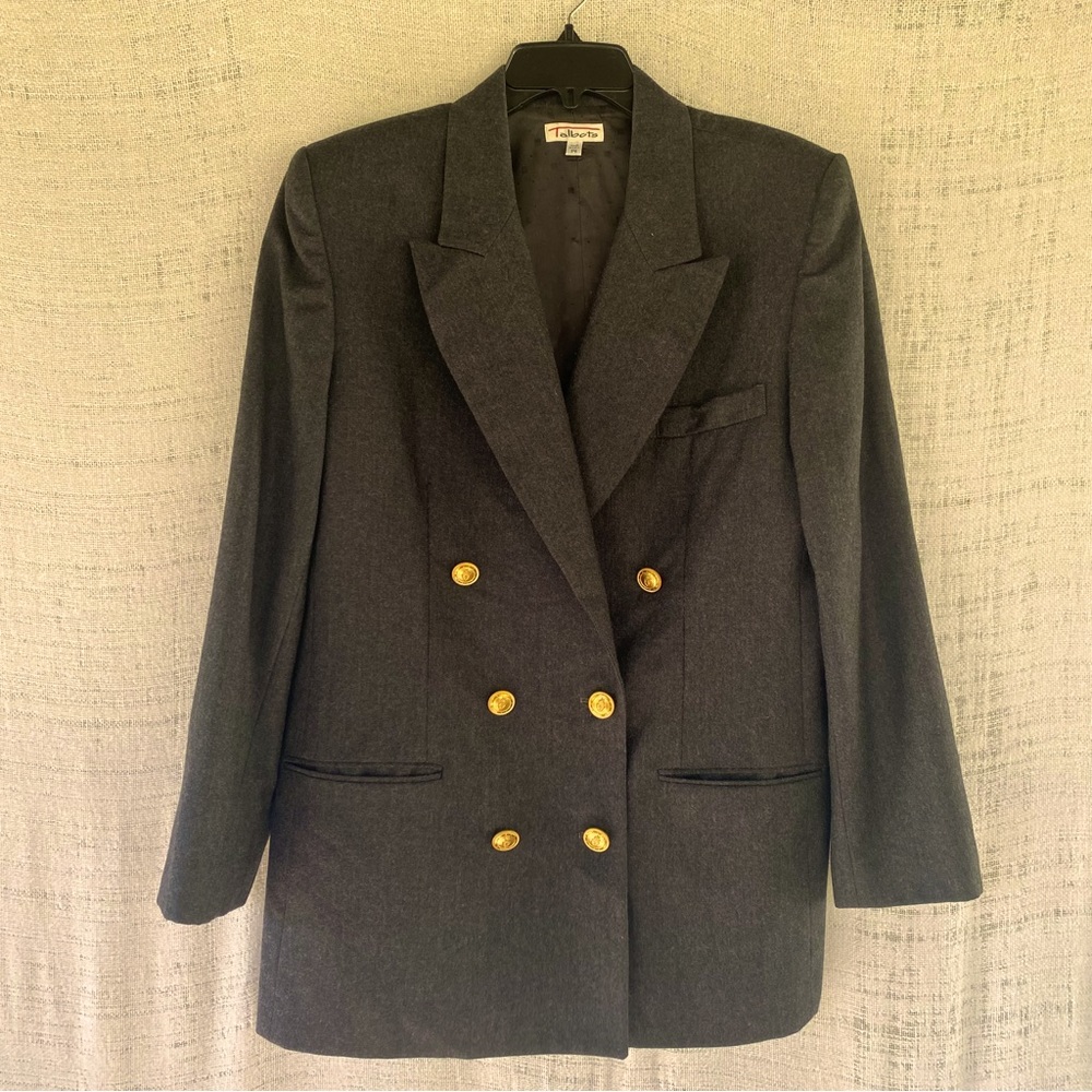 Talbots Structured Gray Wool Doublebreasted Blaze… - image 1
